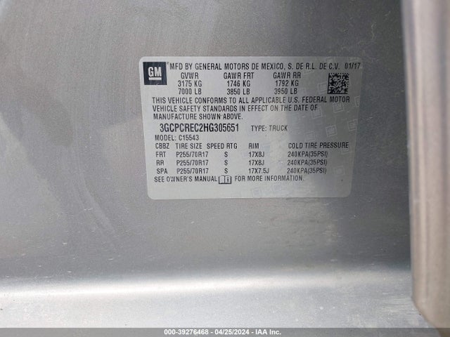 Chevrolet Silverado 1500 1lt 2017 3GCPCREC2HG305651 Image 9