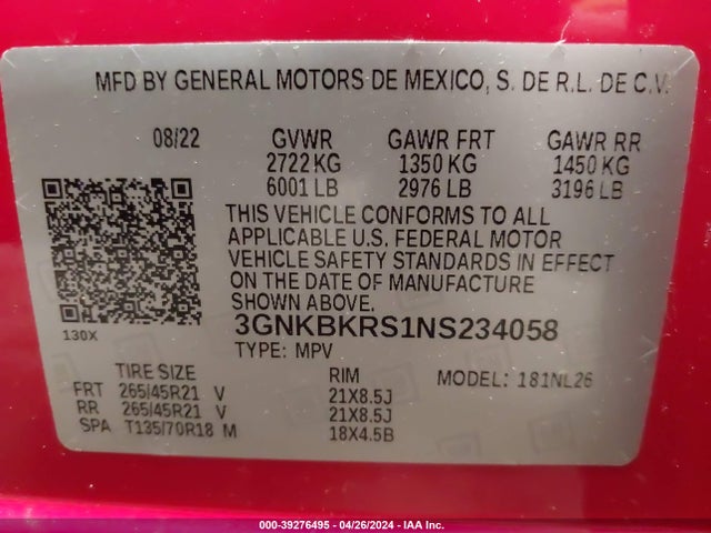 Chevrolet Blazer Awd Rs 2022 3GNKBKRS1NS234058 Image 9