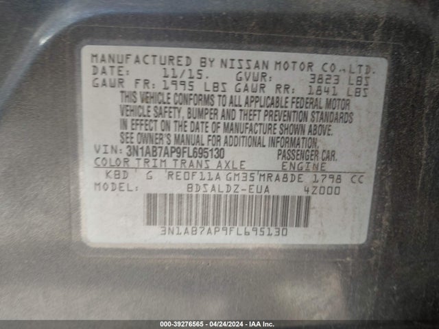 Nissan SENTRA SV 2015 3N1AB7AP9FL695130 Image 9