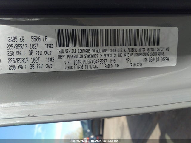 1C4PJMLB7KD473597 Jeep Cherokee Latitude Plus 4x4