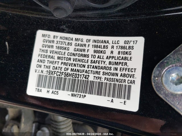 Honda Civic Lx 2017 19XFC2F56HE031742 Image 9