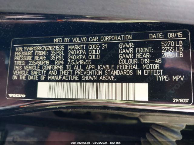 YV4612RK7G2821535 Volvo Xc60 T5 Premier