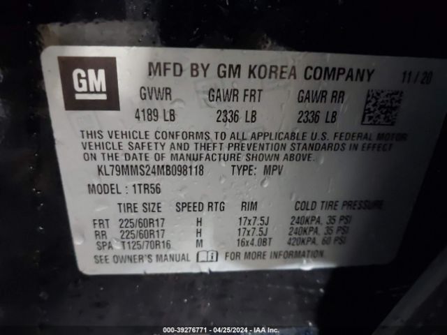 KL79MMS24MB098118 Chevrolet Trailblazer Fwd Ls