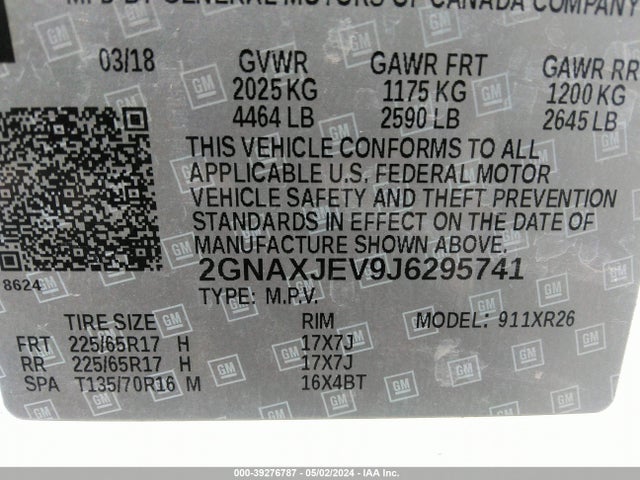 Chevrolet EQUINOX LT 2018 2GNAXJEV9J6295741 Image 9