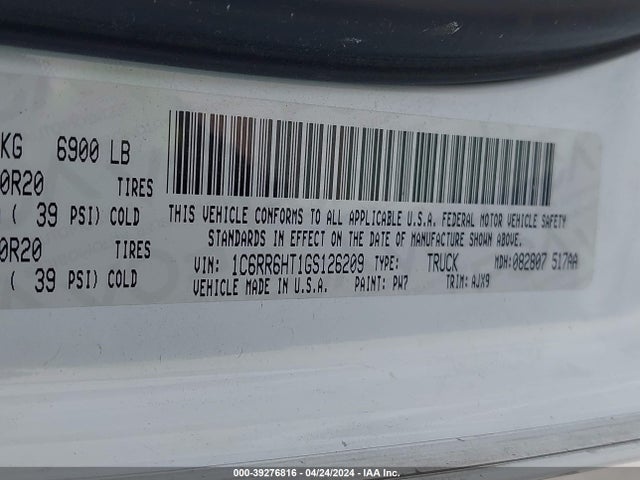 RAM 1500 Sport 2016 1C6RR6HT1GS126209 Image 9