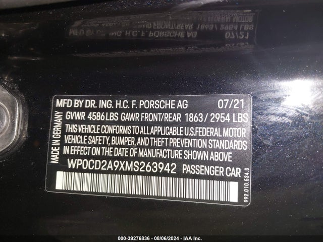 2021 PORSCHE 911 WP0CD2A9XMS263942 Photo 8