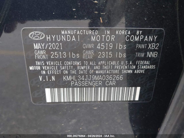Hyundai SONATA SEL 2021 KMHL34JJ9MA036266 Image 9
