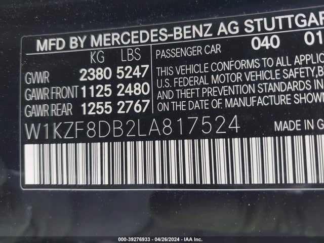 Mercedes-Benz E 350 2020 W1KZF8DB2LA817524 Image 9