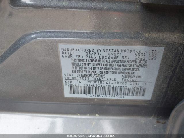 3N1AB8CV2LY289125 Nissan Sentra Sv Xtronic Cvt