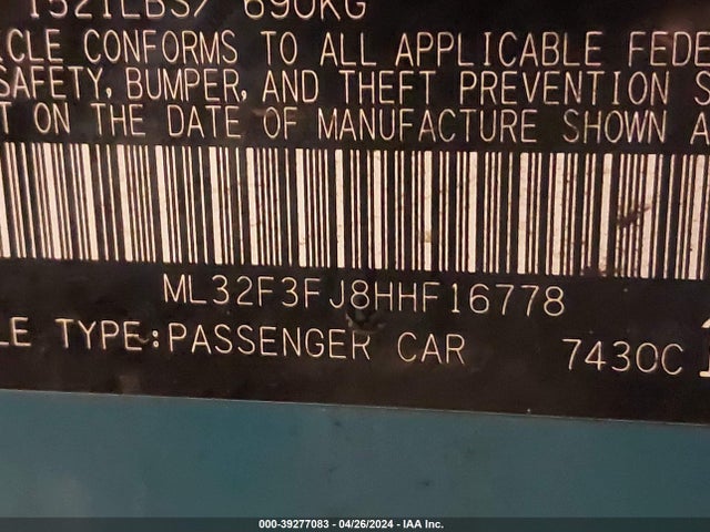 ML32F3FJ8HHF16778 Mitsubishi Mirage G4 Es