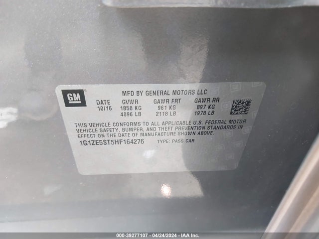 Chevrolet MALIBU 1LT 2017 1G1ZE5ST5HF164276 Image 9