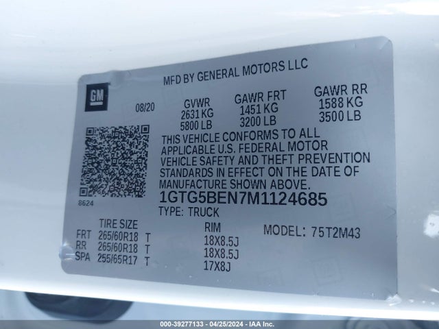 1GTG5BEN7M1124685 GMC Canyon 2wd  Short Box Elevation Standard
