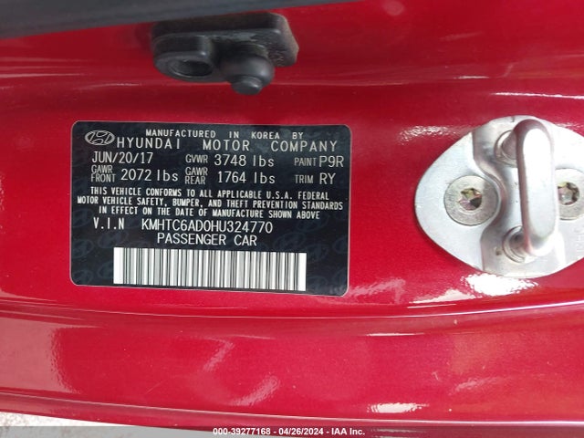 Hyundai Veloster Value Edition 2017 KMHTC6AD0HU324770 Image 9