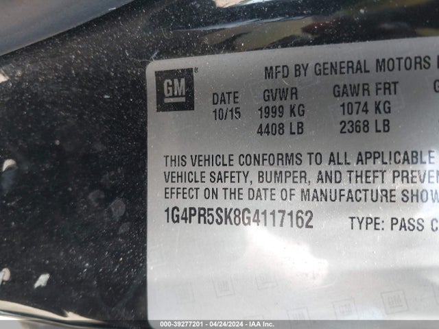 1G4PR5SK8G4117162 Buick Verano Convenience Group