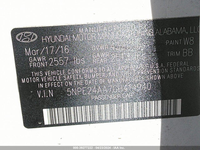 Hyundai SONATA ECO 2016 5NPE24AA7GH414940 Image 9