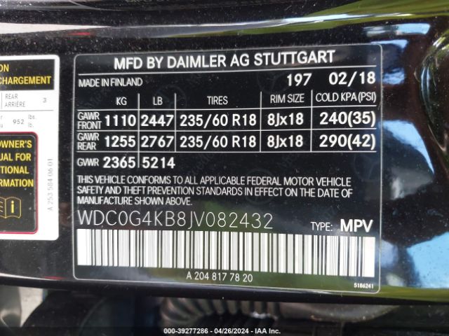 WDC0G4KB8JV082432 Mercedes-Benz Glc 300 4matic