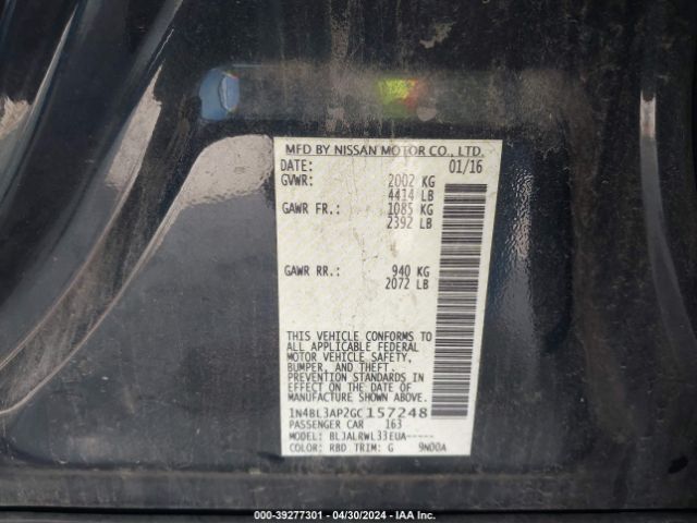 1N4BL3AP2GC157248 Nissan Altima 3.5 Sl/3.5 Sr