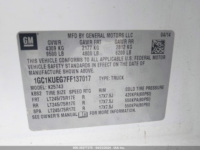Chevrolet Silverado 2500hd Wt 2015 1GC1KUEG7FF137017 Image 9
