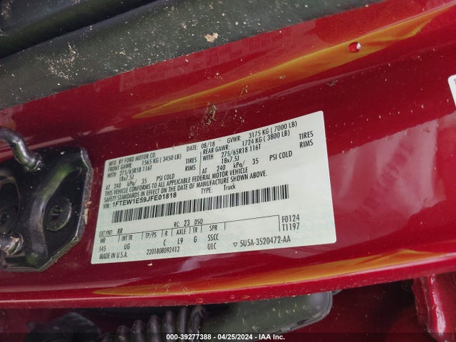Ford F-150 Xlt 2018 1FTEW1E59JFE01818 Image 9