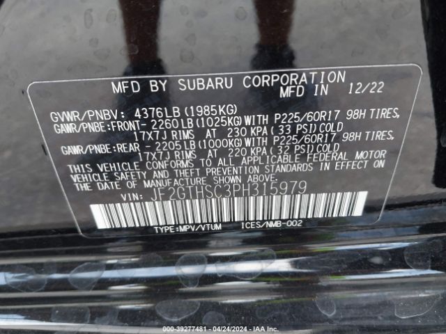 JF2GTHSC3PH315979 Subaru Crosstrek Sport
