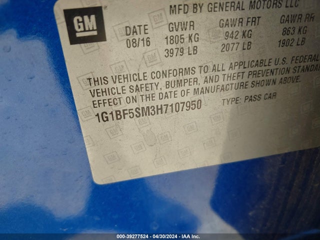 Chevrolet Cruze Premier Auto 2017 1G1BF5SM3H7107950 Image 9