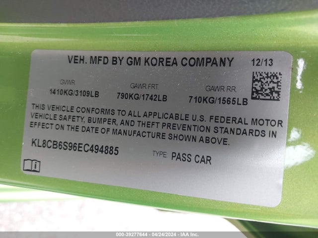 Chevrolet Spark Ls Auto 2014 KL8CB6S96EC494885 Image 9