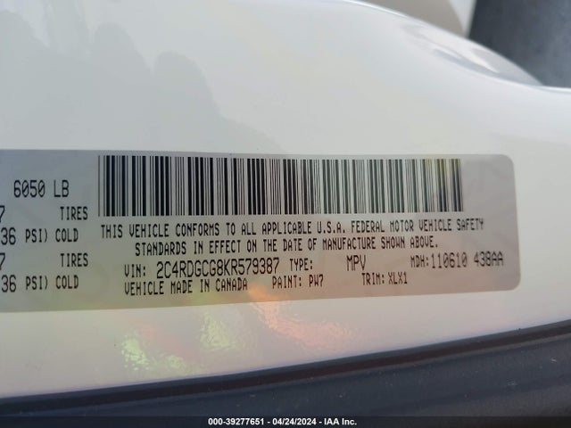 Dodge Grand Caravan Sxt 2019 2C4RDGCG8KR579387 Image 9