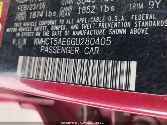 KMHCT5AE6GU280405 Hyundai ACCENT SE