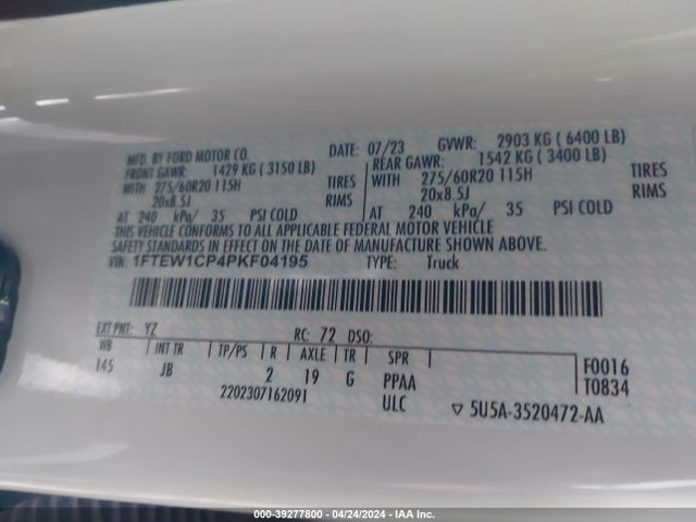 Ford F-150 Xl 2023 1FTEW1CP4PKF04195 Image 9