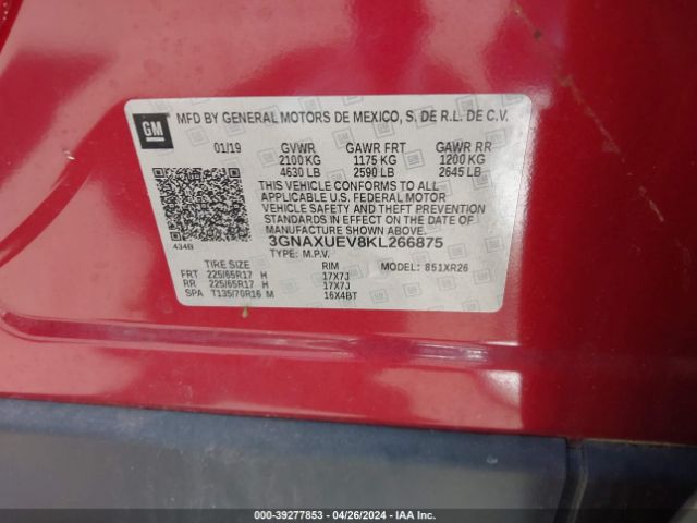 2019 CHEVROLET EQUINOX 3GNAXUEV8KL266875 Photo 8