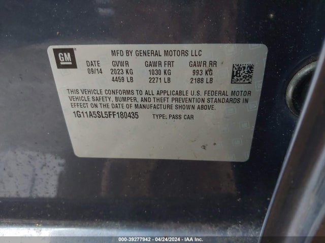 Chevrolet Malibu 1fl 2015 1G11A5SL5FF180435 Image 9
