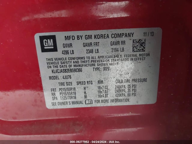 Buick Encore 2014 KL4CJASB2EB590366 Image 9
