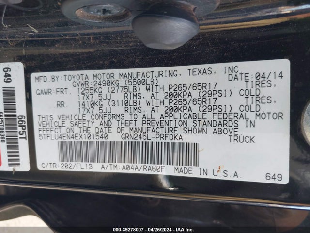 Toyota Tacoma Double Cab 2014 5TFLU4EN4EX101540 Image 9