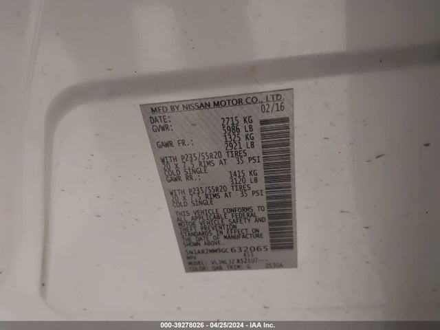 Nissan Pathfinder Platinum 2016 5N1AR2MM9GC632065 Image 9