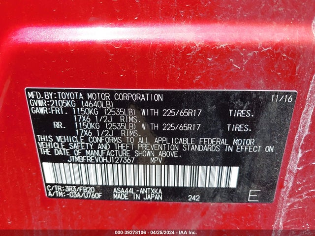 Toyota RAV4 LE 2017 JTMBFREV0HJ127367 Image 9