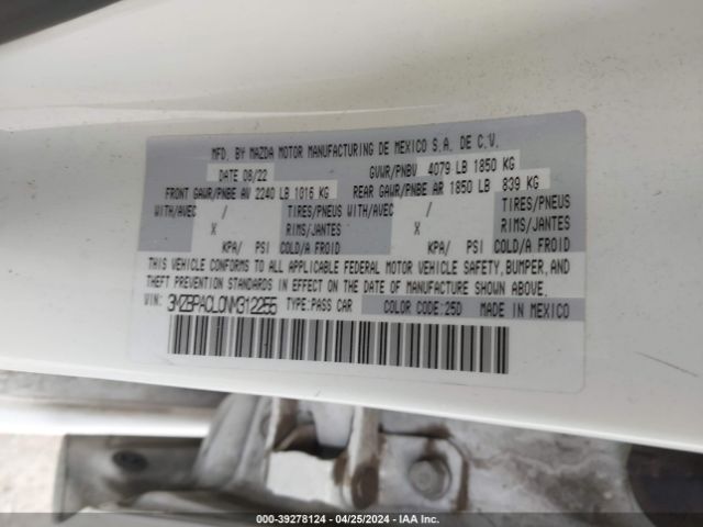 3MZBPACL0NM312255 Mazda Mazda3 Preferred