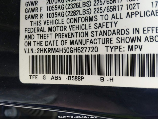 Honda CR-V EX 2016 2HKRM4H50GH627720 Image 9
