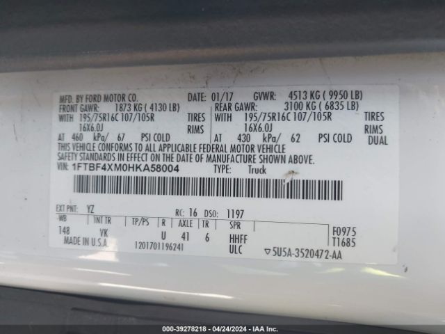 1FTBF4XM0HKA58004 Ford Transit-350