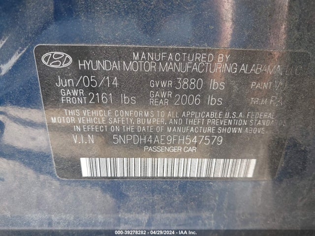 Hyundai Elantra Limited 2015 5NPDH4AE9FH547579 Image 9