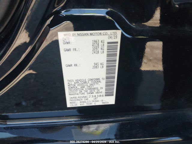 Nissan Altima 2.5 Sl 2019 1N4BL4EV6KC234386 Image 9