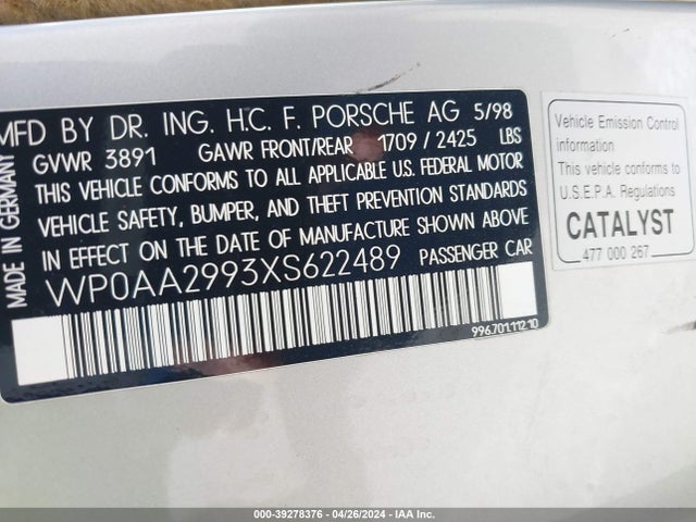 1999 PORSCHE 911 WP0AA2993XS622489 Photo 8