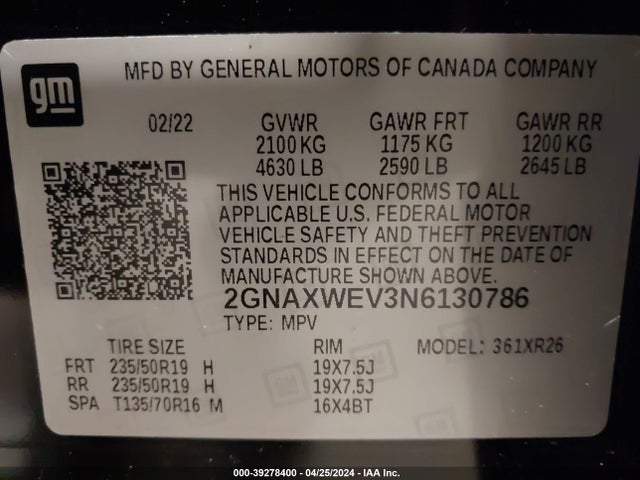 Chevrolet Equinox Awd Rs 2022 2GNAXWEV3N6130786 Image 9