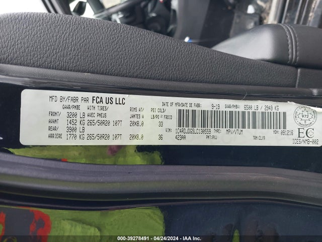 Dodge DURANGO GT 2020 1C4RDJDG5LC130559 Image 9