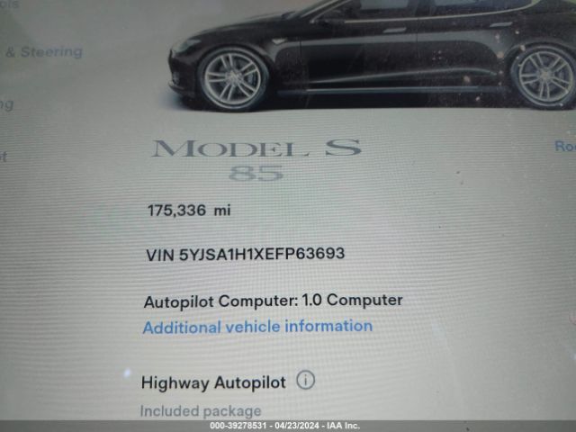 5YJSA1H1XEFP63693 Tesla Model S P85