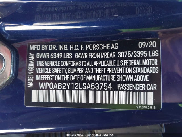 2020 PORSCHE TAYCAN WP0AB2Y12LSA53754 Photo 8