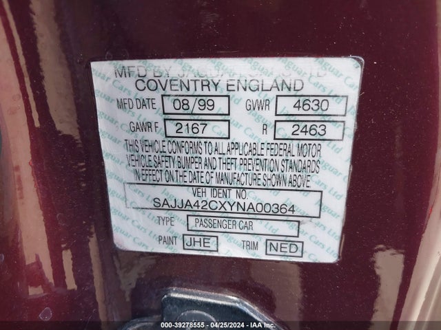 2000 JAGUAR XK8 SAJJA42CXYNA00364 Photo 8