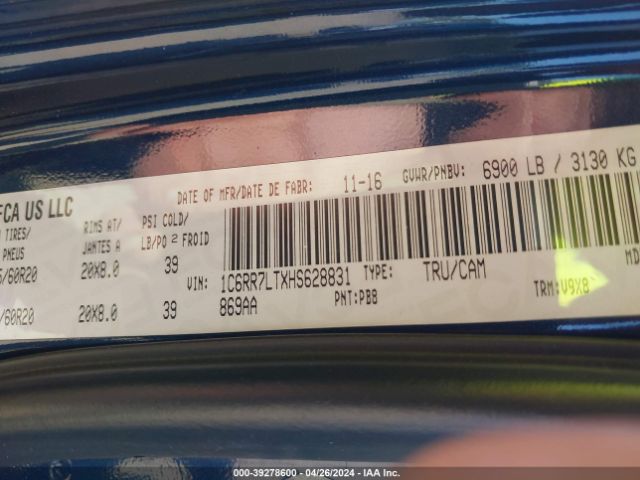 1C6RR7LTXHS628831 RAM 1500 Slt