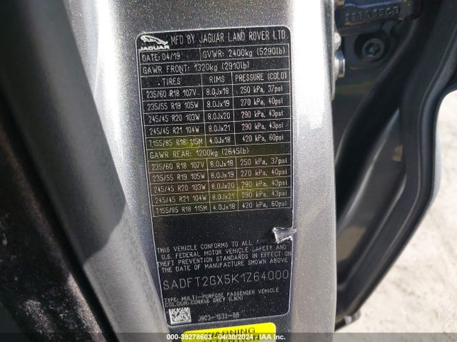 2019 JAGUAR E-PACE SADFT2GX5K1Z64000 Photo 8