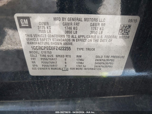 Chevrolet Silverado 1500 Ls 2015 1GCRCPEC6FZ422255 Image 9