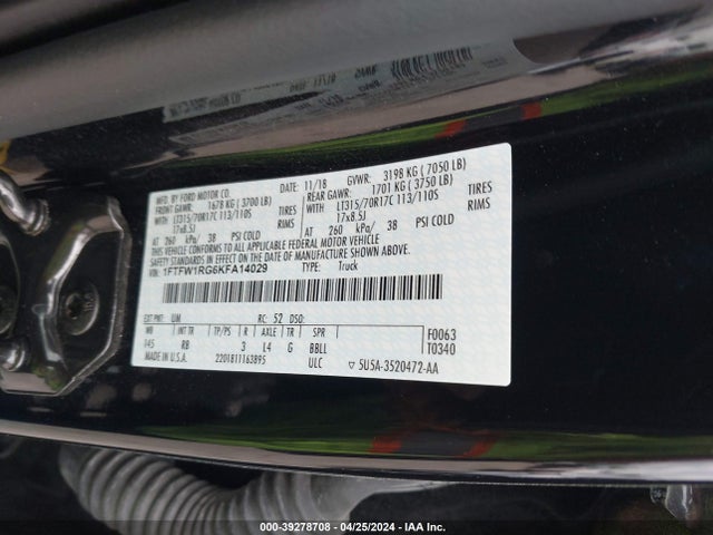Ford F-150 Raptor 2019 1FTFW1RG6KFA14029 Image 9
